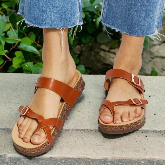 🆕️ Toe Ring Footbed Slide Trendy Beach Summer Fashion Sandals Size 8 - Picture 3 of 9